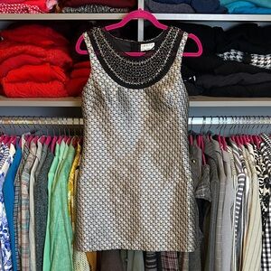 Max Studio gray/black brocade sleeveless embellished back zipper dress size 2